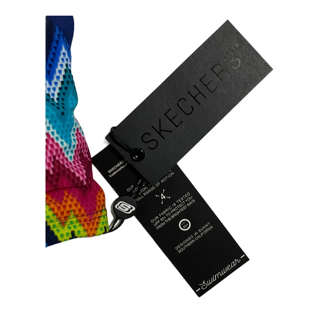 NWT Sketchers 2pc Swimsuit Womens Large Bandeau Racerback Bikini Top Swim Shorts - Picture 9 of 12